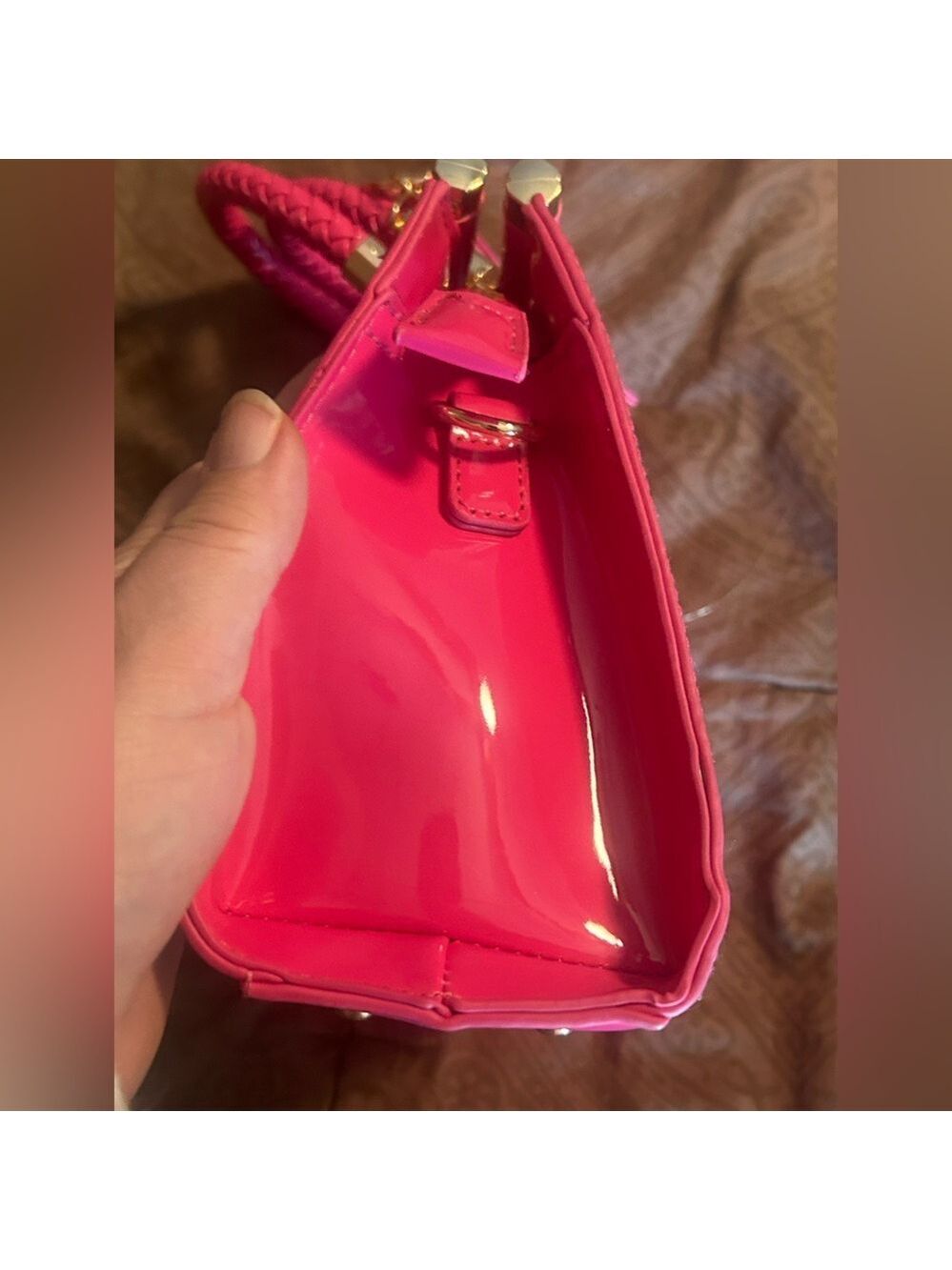 Bebe hot  Pink cross body  with Gold Accents - Picture 8 of 11